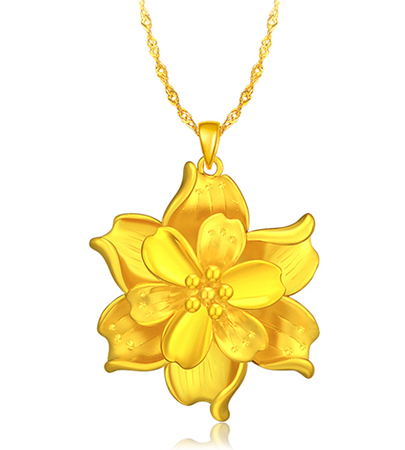 3D硬金吊坠 花头花蕊足金999坠子时尚个性节日礼物