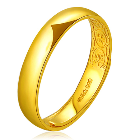 足金戒指光戒黄金9999蛇肚光面简约时尚结婚戒活口礼物